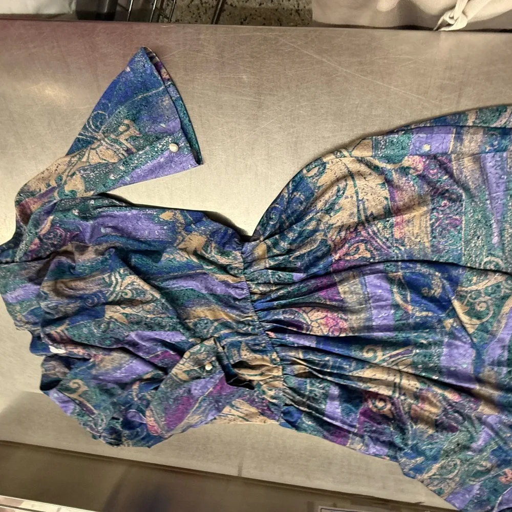 Vintage 1970s M Colorful Abstract Patterned Dress - Picture 6 of 9